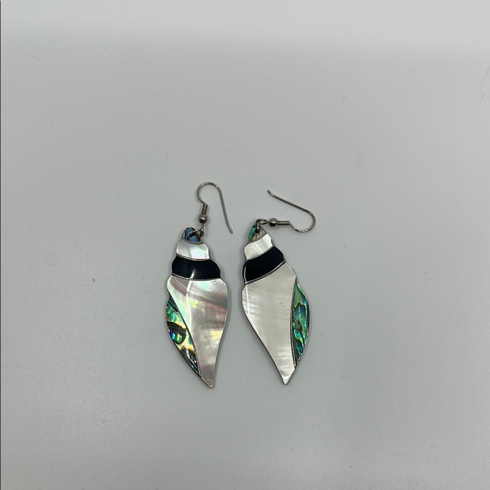 Sterling Silver Abalone Mother of Pearl Shell Earrings
